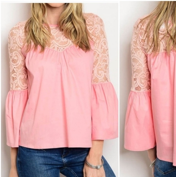 Tops - BLUSH LACE TOP